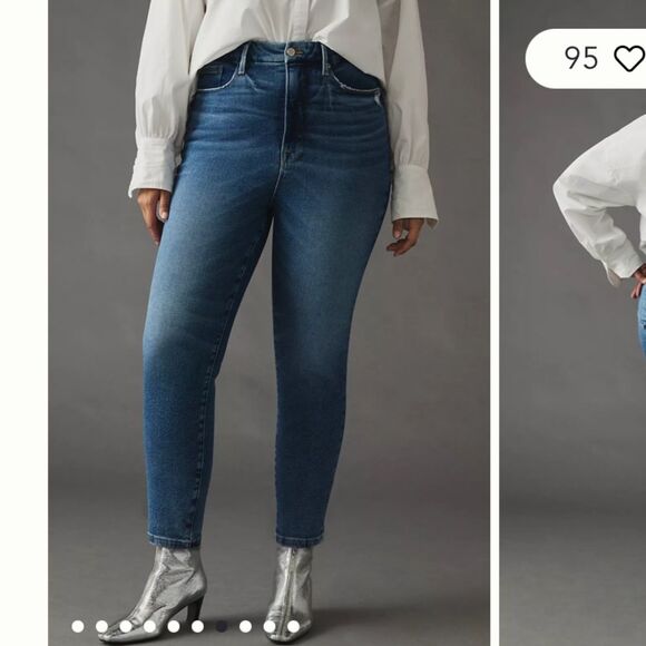 Nwt Anthropologie good American good waist crop blue jeans - Picture 2 of 7